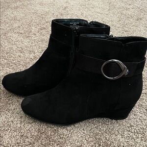 Impo Black Ankle Booties with Silver Buckle
